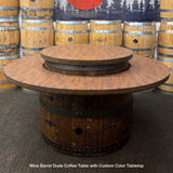 Wine Barrel Dude Coffee Table with Custom Color Tabletop with Lid
