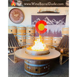 Wine Barrel Dude Coffee Table  with Flames
