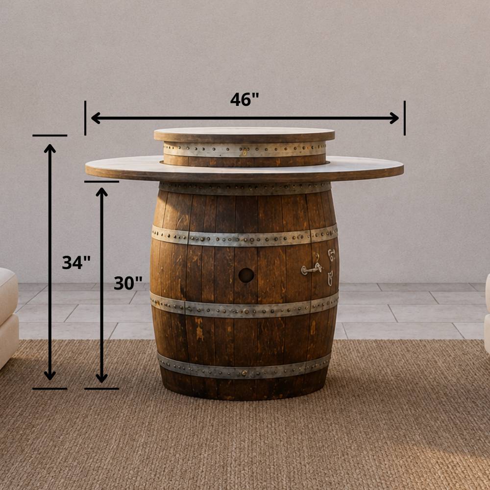 Wine Barrel Dude Dining Height Fire Table Specs