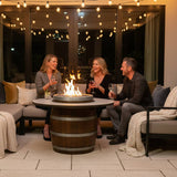 Wine Barrel Dude Dining Height Fire Table with 3 People