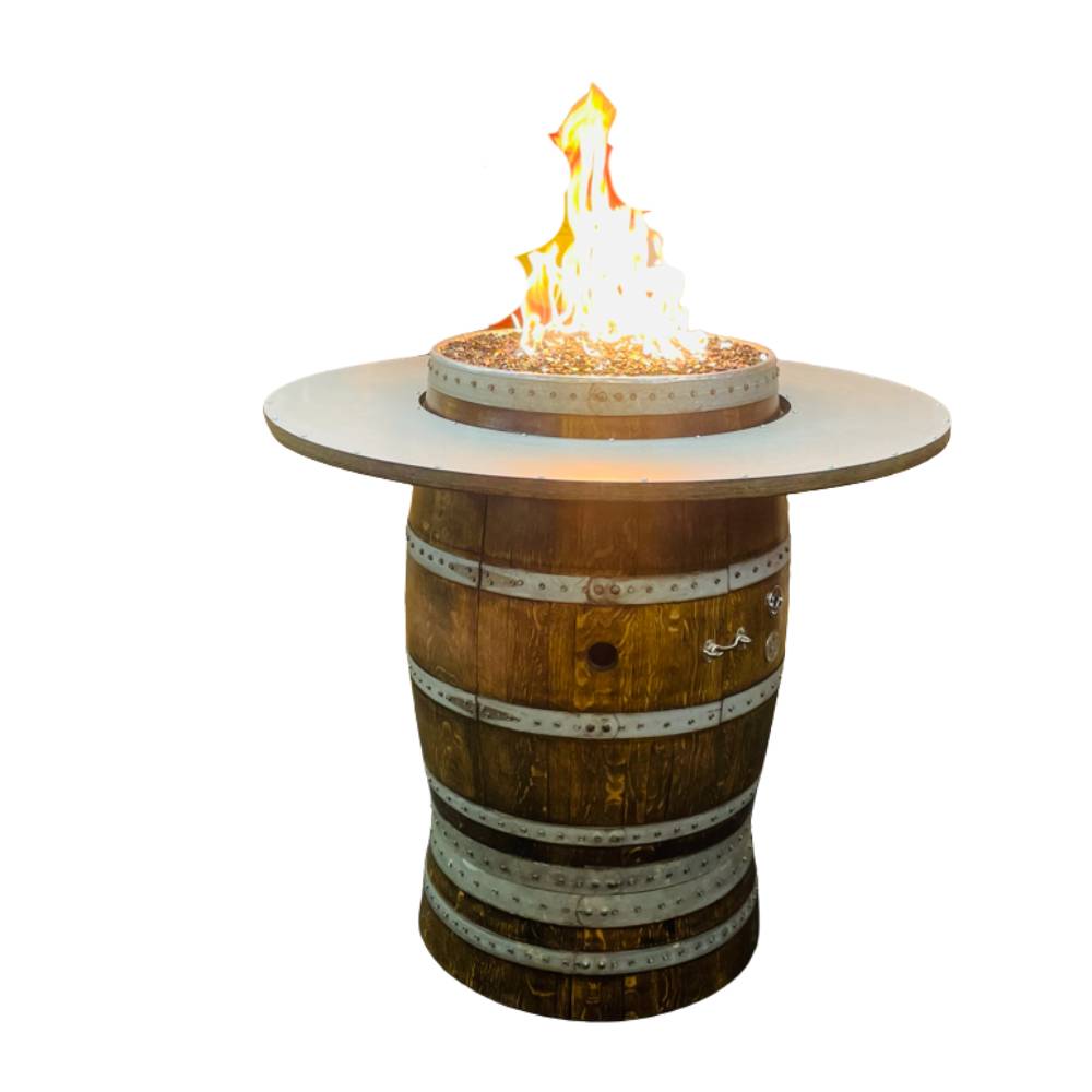 Wine Barrel Dude Tall Boy 46-Inch Wooden Gas Fire Pit Table