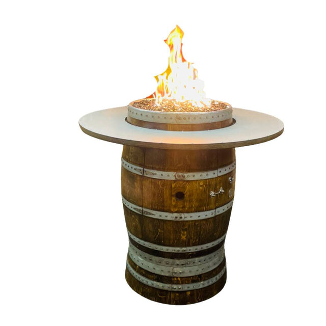 Wine Barrel Dude Tall Boy 46-Inch Wooden Gas Fire Pit Table