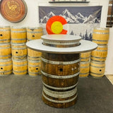 Wine Barrel Dude Tall Boy 46-Inch Wooden Gas Fire Pit Table with Lid