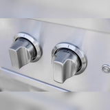 American Made Grills Atlas Double Side Burner stainless steel control knobs close-up