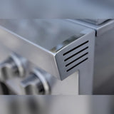 American Made Grills Atlas Double Side Burner stainless steel corner detail with side vents