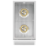 American Made Grills Atlas Double Side Burner top view showing two burners under the stainless steel grate