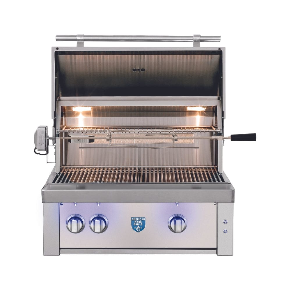 American Made Grills Estate 30-Inch Built-In Gas Grill - hood open