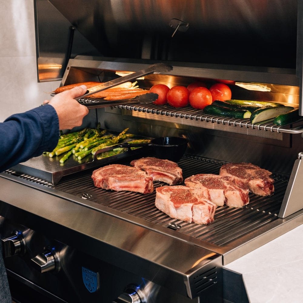 Cooking vegetables on the American Made Grills Estate 42 Gas Grill