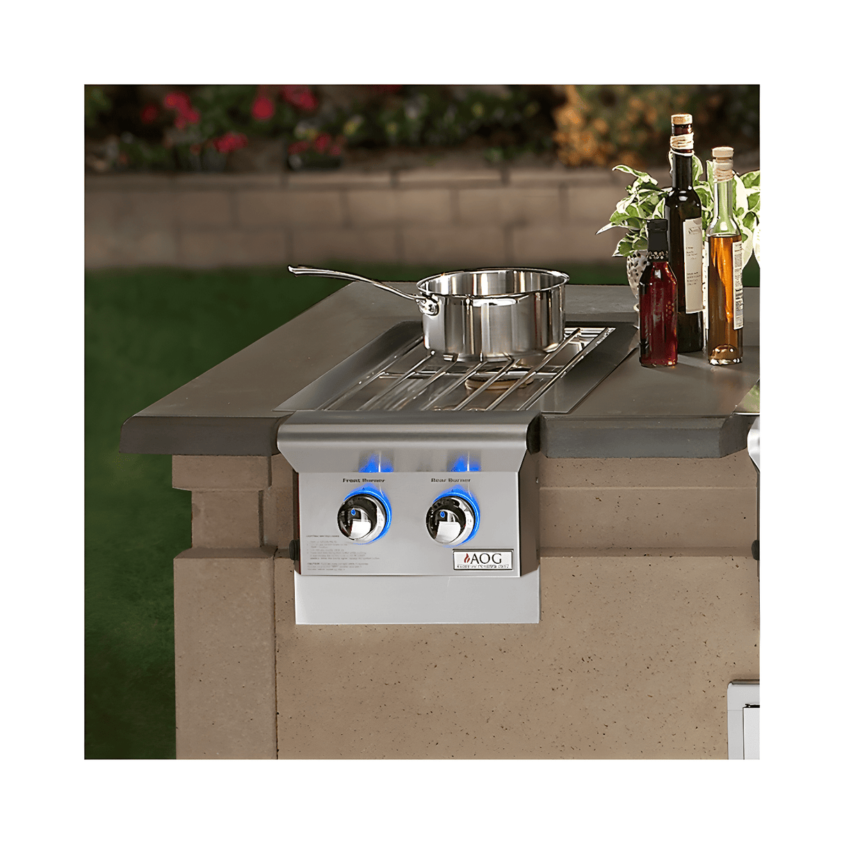 AOG L-Series Double Side Gas Burner with blue LED lights