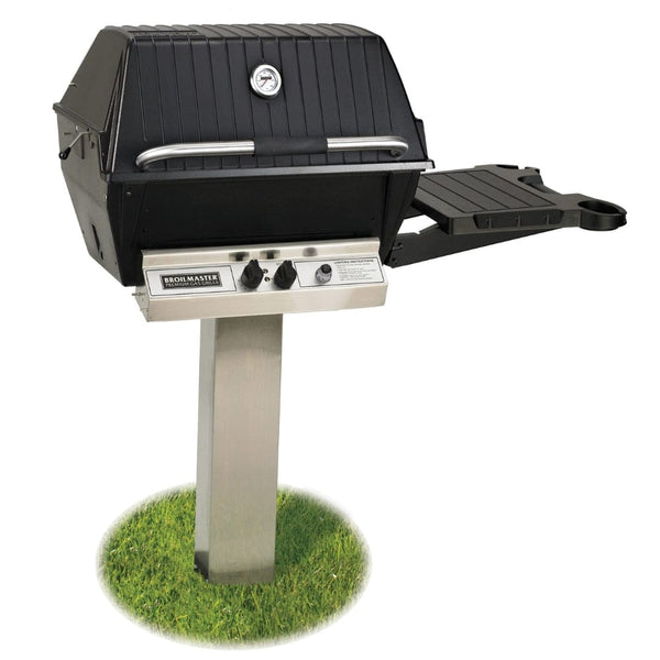 broilmaster p3x cast aluminum gas grill with stainless steel in ground post - alternate view