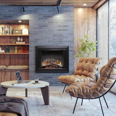 Dimplex 39-Inch Deluxe Built-in Electric Firebox in a modern midcentury living room