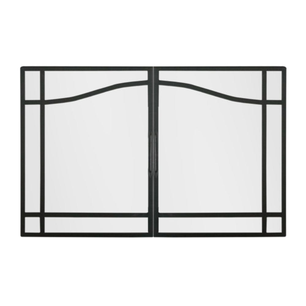 Swing glass door with black accents front view