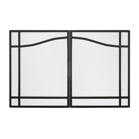 Swing glass door with black accents front view