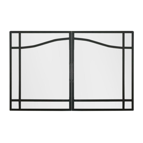 Swing glass door with black accents front view