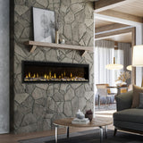 Dimplex Ignite Evolve 74-Inch Electric Fireplace in a Stone Feature Wall Living Room