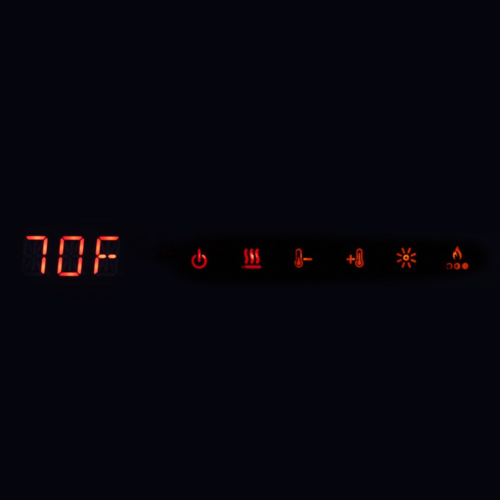 Dimplex Ignite Evolve Hidden Touch Control Panel Showing Temperature and Flame Controls