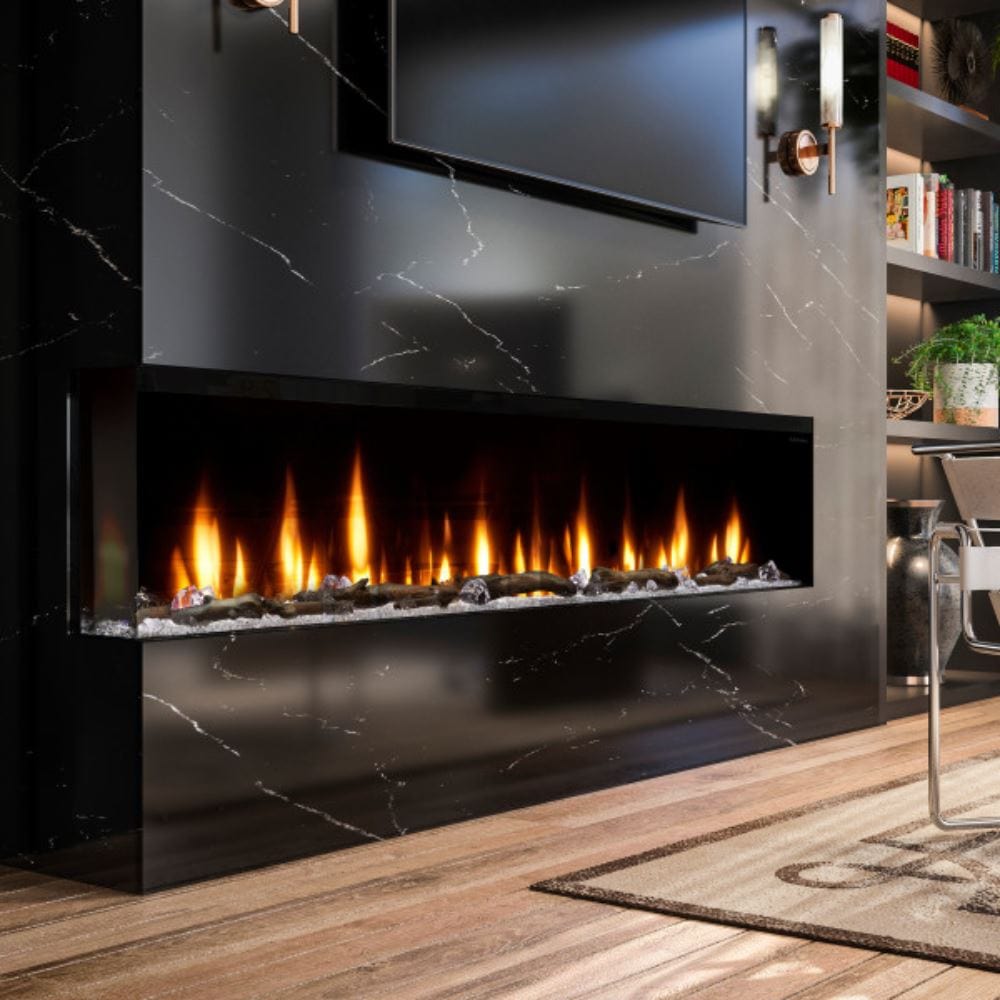 Dimplex Ignite XL Bold 88-Inch Electric Fireplace on a marble wall