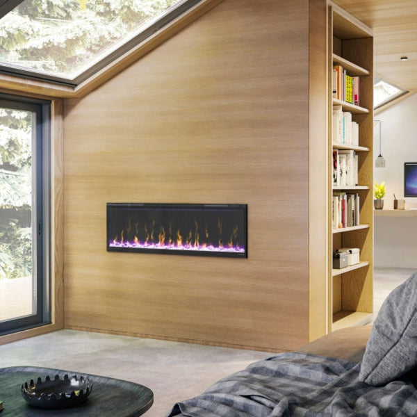 Dimplex IgniteXL 50-Inch Built-in Electric Fireplace installed on a bookshelf