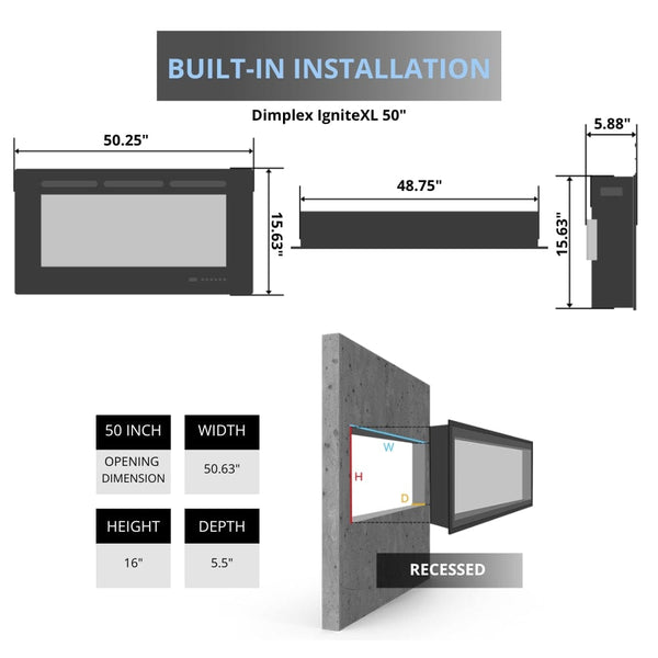 Dimplex IgniteXL 50-Inch Electric Fireplace Specs - close-up view