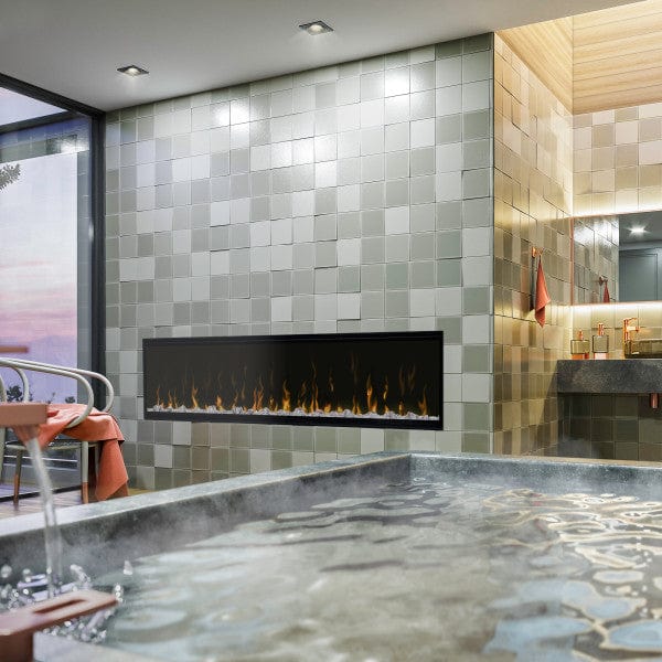 Dimplex IgniteXL 60-Inch Built-in Electric Fireplace by the hot tub