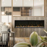 Dimplex IgniteXL 60-Inch Built-in Electric Fireplace installed on a dividing wall