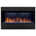 Dimplex Opti-Myst 46-Inch Linear Smart Vapor Fireplace with orange flames and acrylic crystals