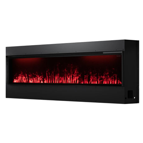 Dimplex Opti-Myst 86-Inch Linear Smart Vapor Fireplace with red flames