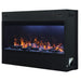 Dimplex Opti-Myst 46-Inch Linear Smart Vapor Fireplace with driftwood logs and blue lighting