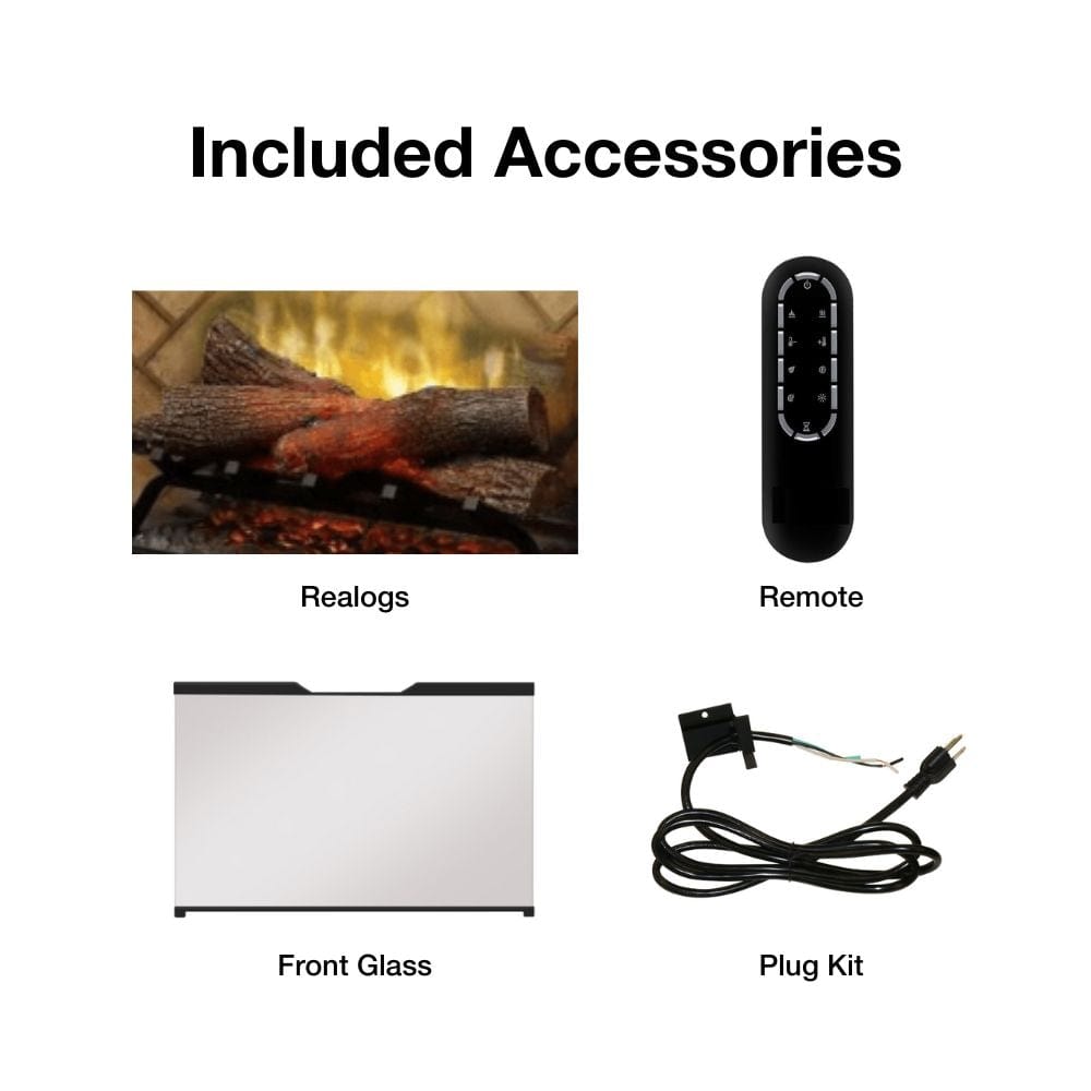 Dimplex Realogs, Front Glass, Plug Kit, and Remote Control