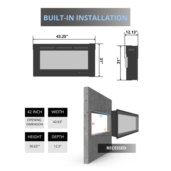 Dimplex Revillusion 42-Inch Built-in Electric Firebox Specs