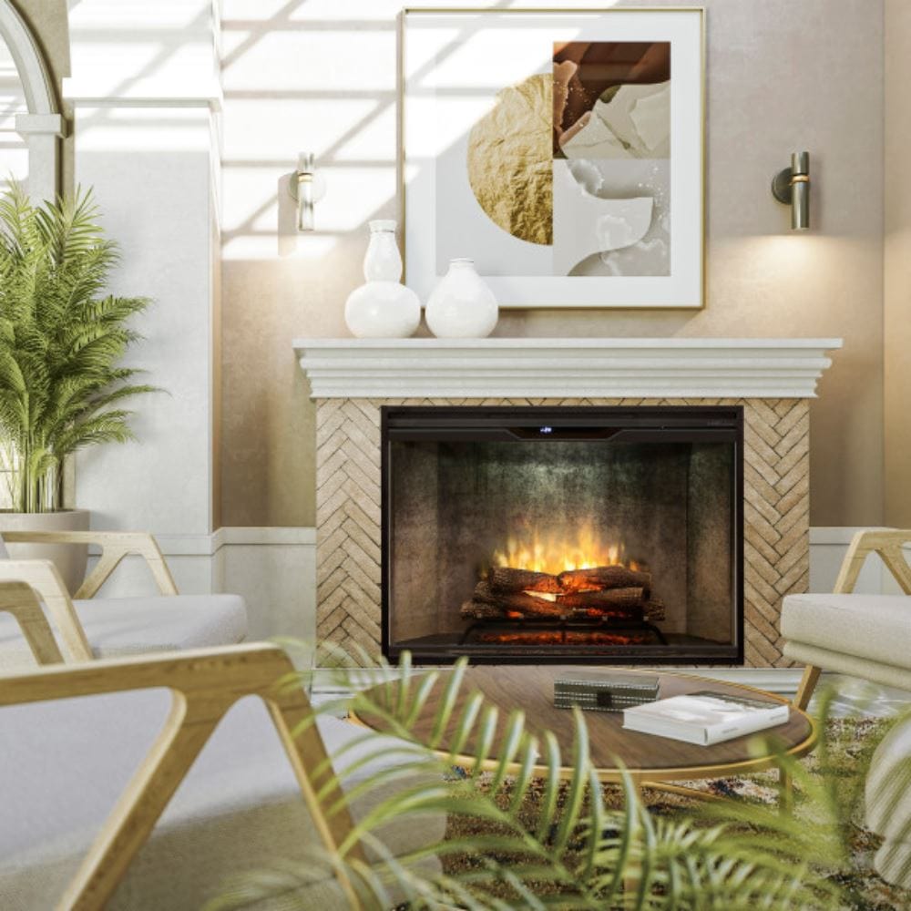 Dimplex Revillusion 42-Inch Built-in Electric Firebox in an art deco living room