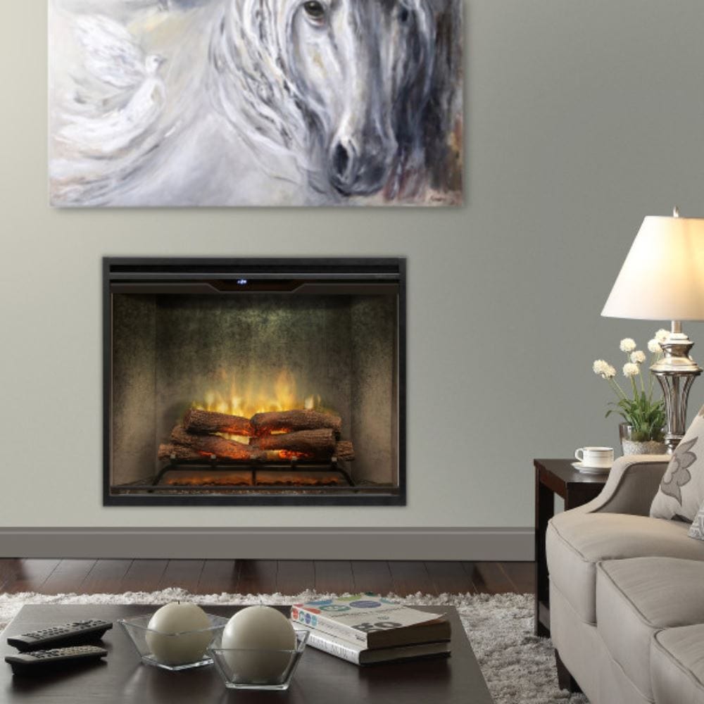 Dimplex Revillusion 42-Inch Built-in Electric Firebox with artwork above it
