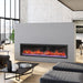 Dynasty Cascade 74-inch BTX74 Electric Fireplace installed on a dividing wall