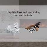 crystals, logs, and vermiculite included with fireplace