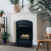Eco-Feu 12-Inch Matte Black Ethanol Insert in a fireplace with white surround