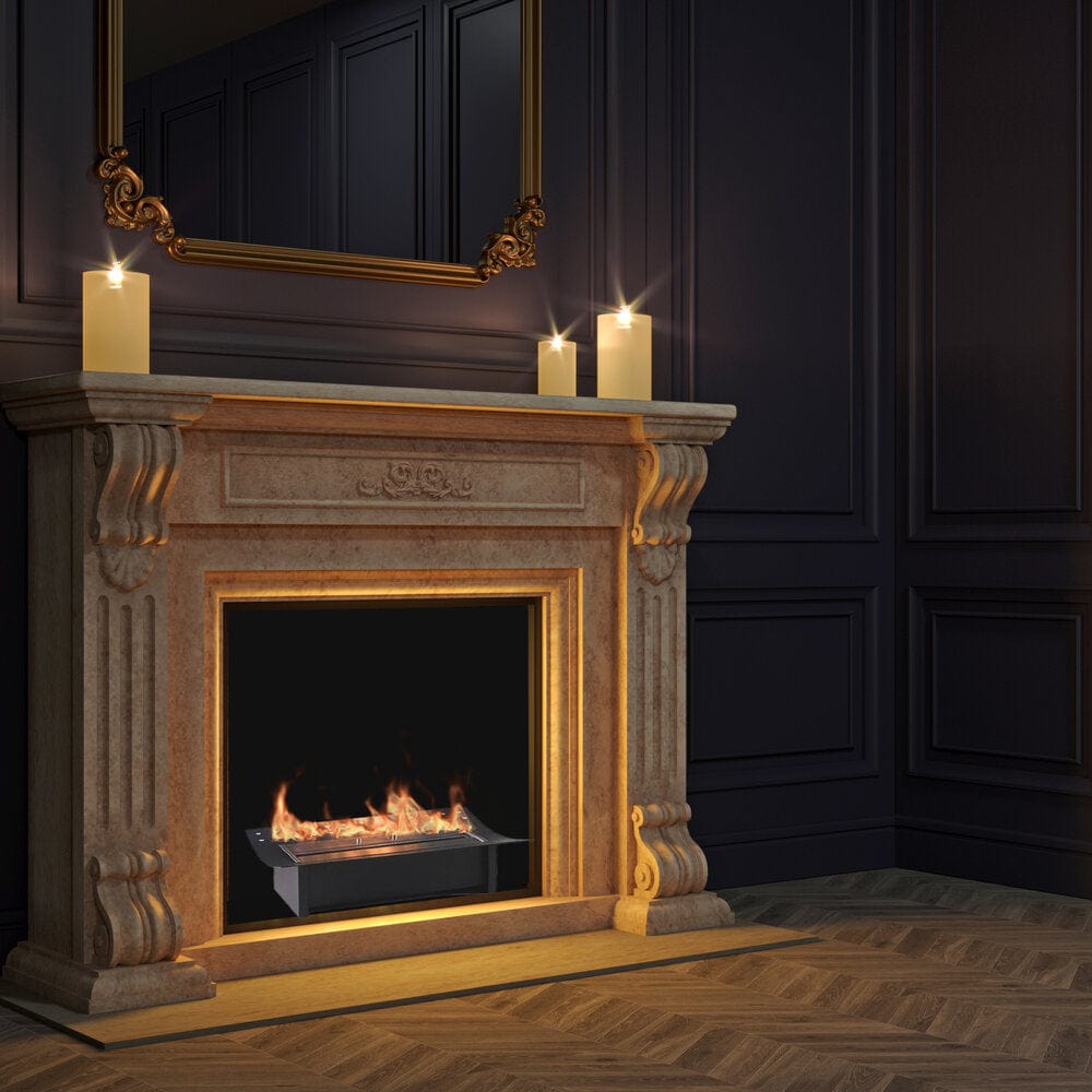 Eco-Feu 12-Inch Matte Black Ethanol Insert in a traditional living space