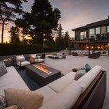 Eco-Feu 29-Inch Drop-in Indoor/Outdoor Ethanol Fireplace Burner in a modern outdoor space