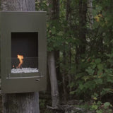 Eco-Feu Hollywood Ethanol Fireplace in a garden