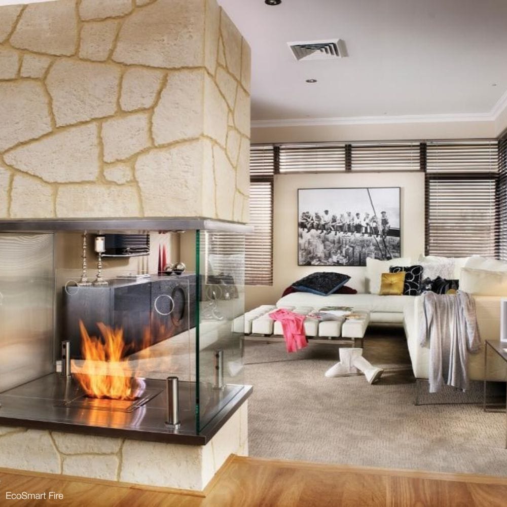 EcoSmart Fire BK5 16" Ethanol Fireplace Burner in 3-Sided Fireplace Design