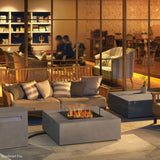 EcoSmart Fire Base 40-Inch Square Gray Fire Pit Table at a restaurant