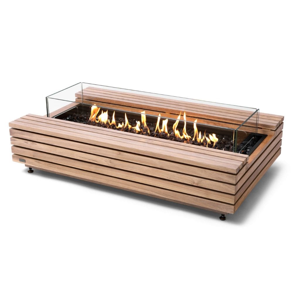 EcoSmart Fire Cosmo 50-Inch Rectangular Fire Pit Table in Teak with Gas Burner