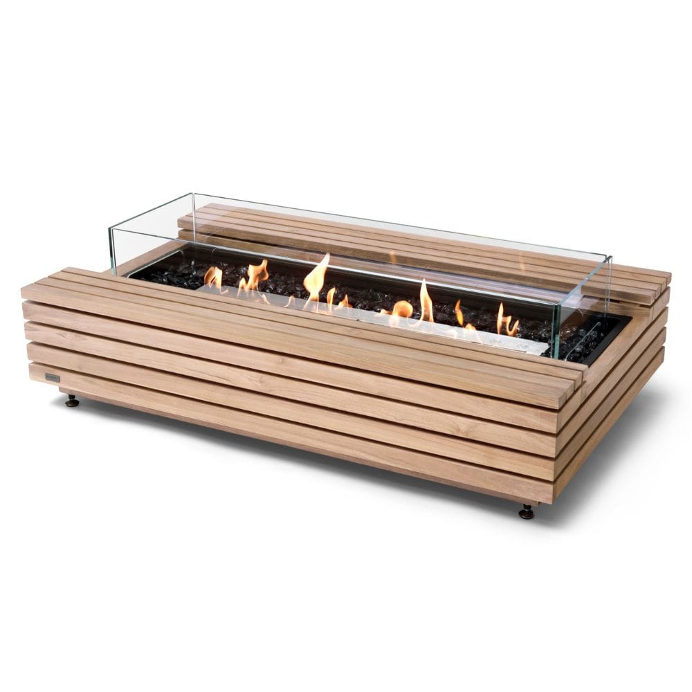 EcoSmart Fire Cosmo 50-Inch Rectangular Fire Pit Table in Teak with Ethanol Burner