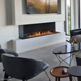 EcoSmart Fire Flex Bay 3-Sided Ethanol Firebox in a contemporary living room