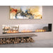 EcoSmart Fire Flex Double Sided Ethanol Firebox between dining room and living room