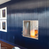 EcoSmart Fire Flex Double Sided Ethanol Firebox in a blue wall