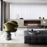EcoSmart Fire Flex Single Sided Ethanol Firebox in a minimalist living room