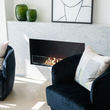 EcoSmart Fire Flex Single Sided Ethanol Firebox in a modern living room