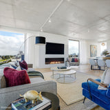 EcoSmart Fire Flex Single Sided Ethanol Firebox in a living room