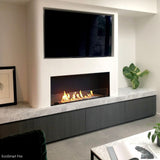 EcoSmart Fire Flex Single Sided Ethanol Firebox in a contemporary living room