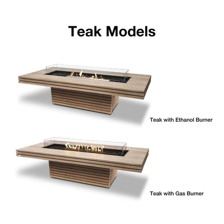 EcoSmart Fire Gin 90 Chat Height Rectangular Fire Pit Table teak models